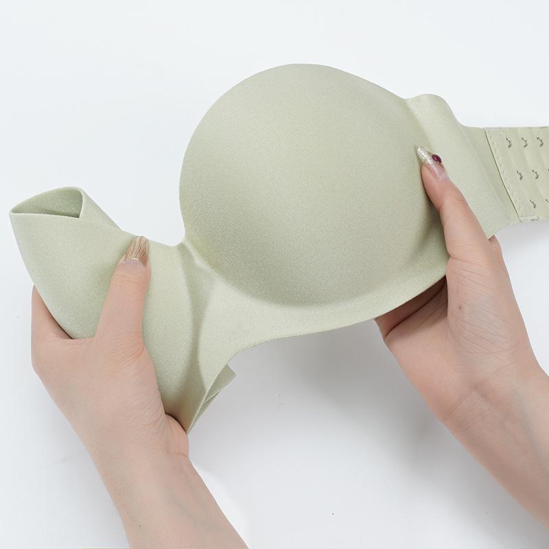 Women's Strapless Invisible Bra Replaceable Sheer Buckle Braletter Push Up Half Cup Tank Top Sexy Underwear