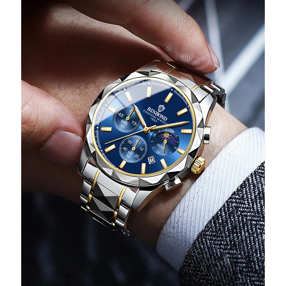 Luxury Quartz Men Watch Date Waterproof Chronograph Luminous Stainless Steel Wristwatch Fashion Business Man Watches