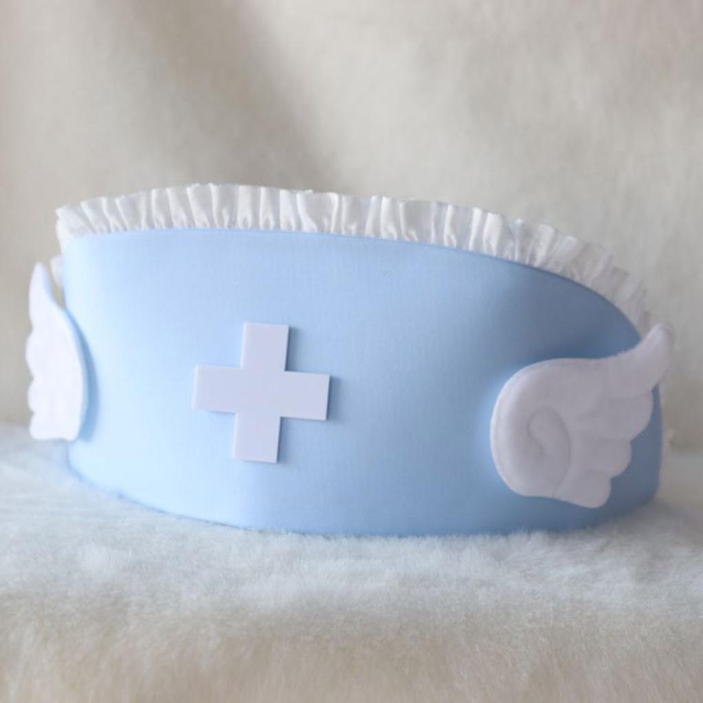 Adult Nurse Hat with Angel Wings Decoration Nursing Hat Costume Accesories Halloween Role Play Party for Women