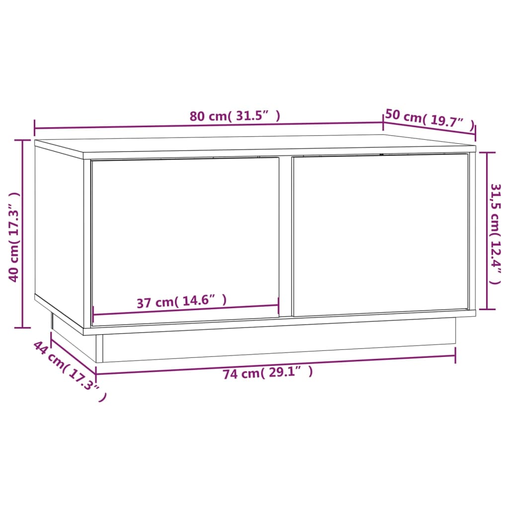 Coffee Table Gray 31.5 x 19.7 x 15.7 in Solid Pine Wood