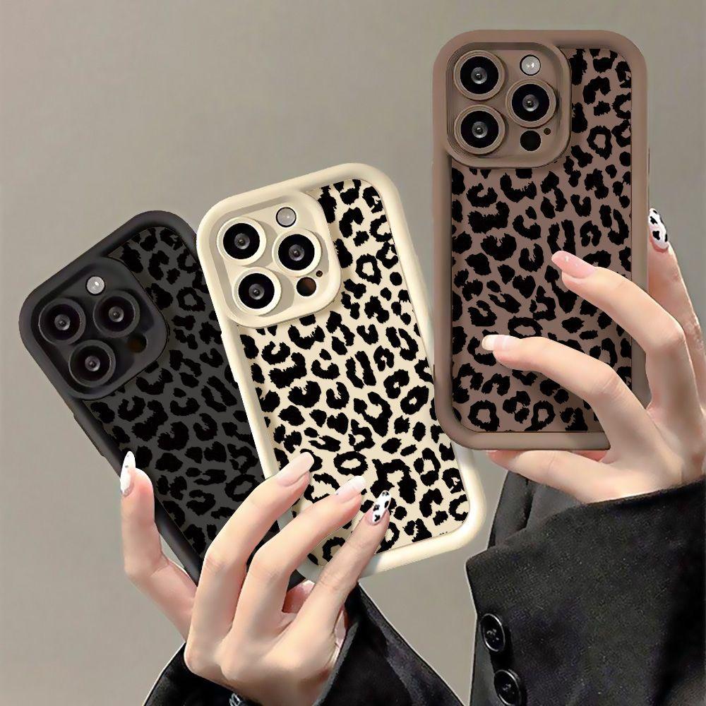Черный чехол с леопардовым принтом для iPhone 16 Plus 15 14 13 12 11 Pro Max X XR XS Max 7 8 Plus SE 2022 Мягкий противоударный силиконовый чехол для задней панели телефона TPU