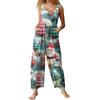 Womens Casual Overalls Jumpsuits Adjustable Straps Sleeveless Print Comfy Rompers With Pocket