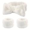 3pcs Adorable Bow Hair Band and Wristband Set, Soft Spa Headband for Washing Face, Makeup, Skincare, and Hair Styling