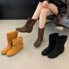 Fur Retro Literary Mori Women's Flat Short Boots Women's 2025 New Versatile Sleeve Chelsea Round Head Martin Boots