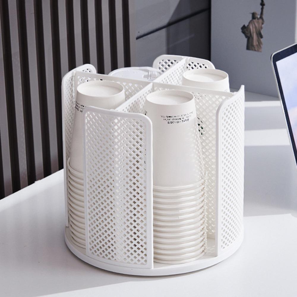 4 Compartment Paper Cup Dispenser 360 Rotating Desktop Cup Rack Coffee Cup Organizer For Hotel