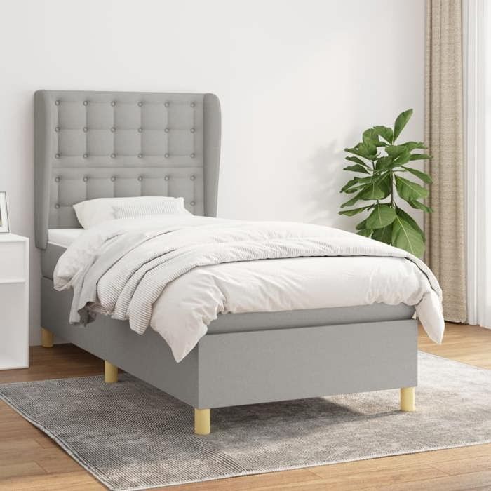 Maison Exclusive - Sommier à lattes de lit avec matelas Gris clair 80x200 cm Tissu