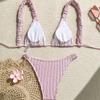 2024 Европейский и американский однотонный сексуальный купальник-бикини женский - Пляжная одежда в стиле Инс
