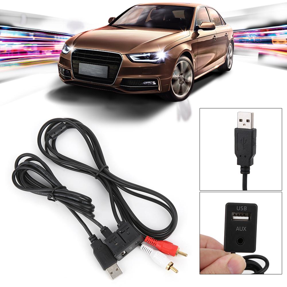 3.5mm 3.3ft Extension Wire USB AUX Stereo Female To 2 RCA Male Cable for Car Boat Motorcycle