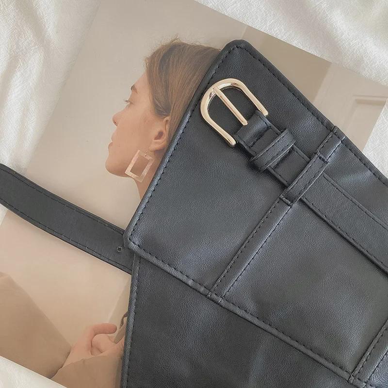 Женский черный широкий поясной ремень: Декоративная, эластичная, универсальная для юбок и пальто.