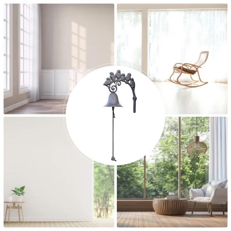 Колокол для ужина в фермерском доме, чугунный настенный колокол для церкви, настенный колокольчик для парадных ворот, декоративные колокольчики для акцента на ферме с 6 птицами, большие и