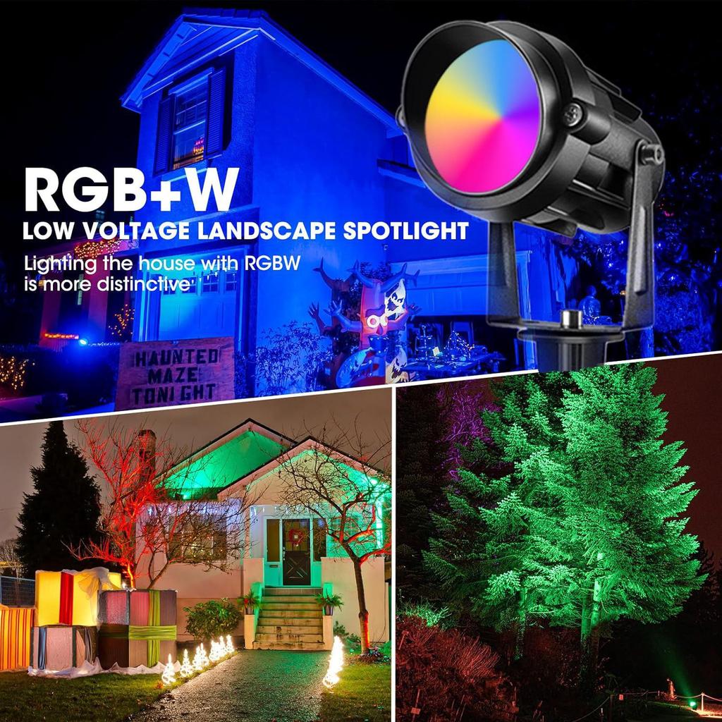 Газонный светильник RGBW: Управляемый пультом штекерный светильник для дворика, ландшафтной подсветки и настенной подсветки.