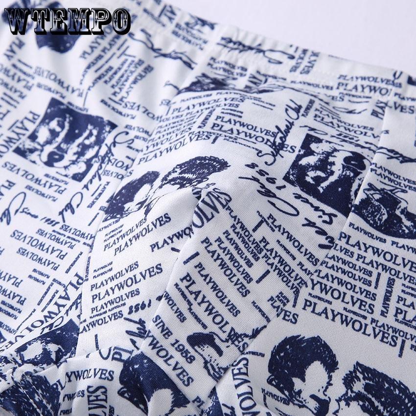 4шт Wtempo Boxer Мужское нижнее белье Короткие дышащие шорты с принтом Боксеры Сексуальные трусы