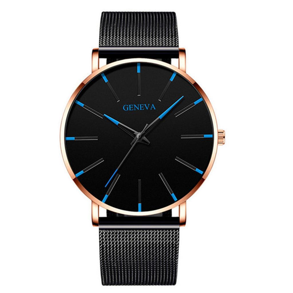 Men's Fashion Ultra Thin Watches Business Stainless Steel Mesh Quartz Watch
