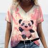 Женская одежда больших размеров, футболка с милой пандой, женская одежда, повседневные футболки с v-образным вырезом и короткими рукавами, пуловер, трендовая летняя уличная одежда