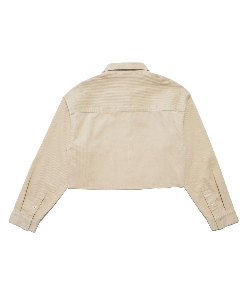 DELICCENT Corduroy Loose Crop Shirt [Beige]