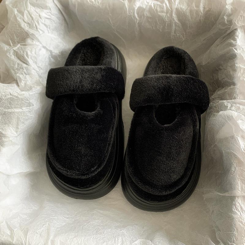 Легкие повседневные хлопковые туфли для города, с круглым носком, на платформе, шлепанцы женские 2025 осень-зима, новые, увеличивающие рост, универсальные туфли Мао Мао