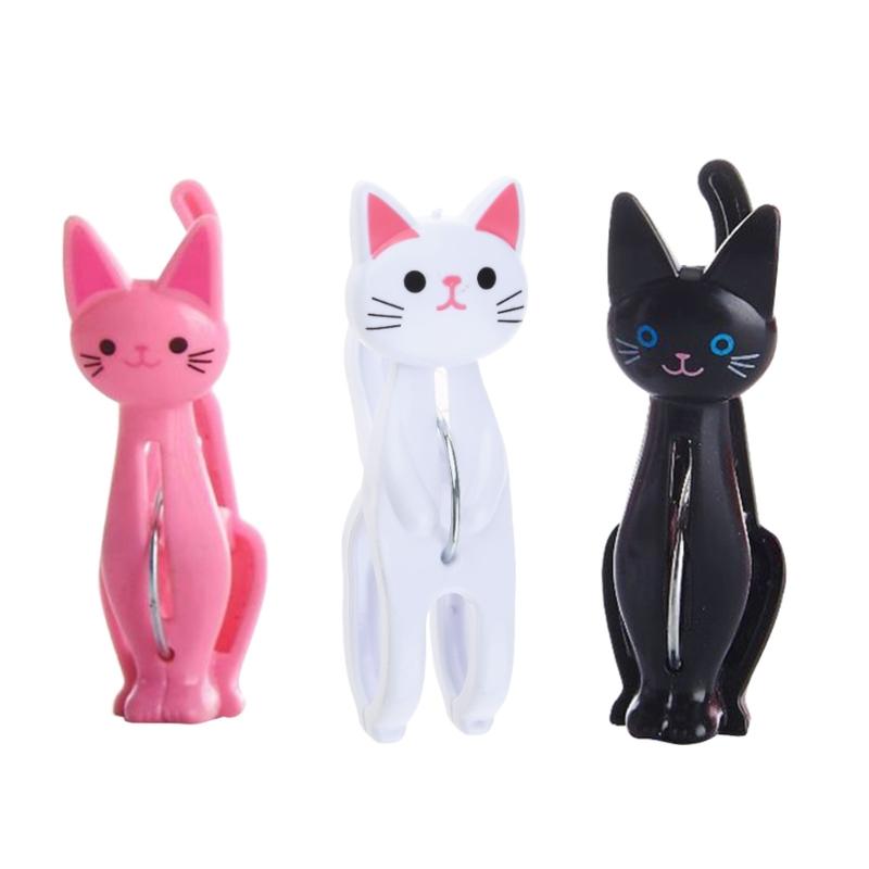 4 шт. Пластиковые прищепки для одежды с рисунком кошки, прищепки для белья, зажимы для пляжного полотенца, зажим для простыней и носков, ветрозащитные прищепки для стирки для дома