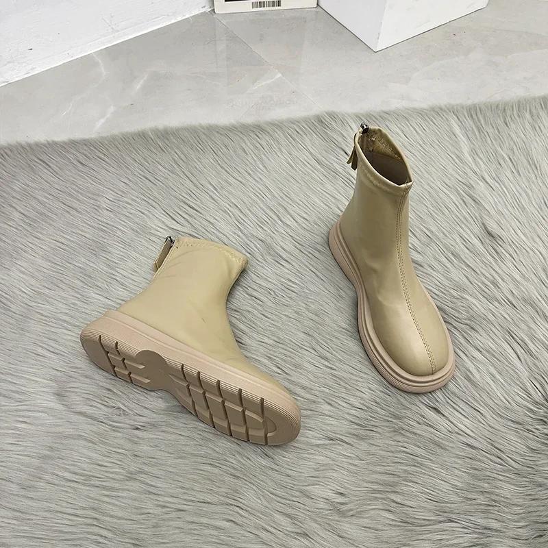 Fashion 2024 Women Long Boots Thick Sole Ladies Zipper Knight Flats Heel Boots Fashion Knee-high Boots Keep Warm Plush Winter Shoes