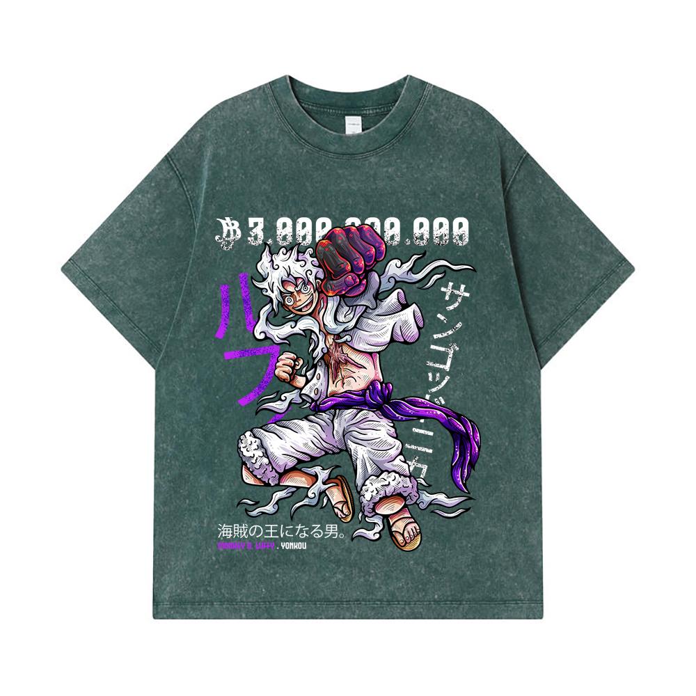 275 GSM Washed T-shirts 100% Cotton One Piece V3 Sun God Nika Print Unisex Heavy Cotton T Shirt