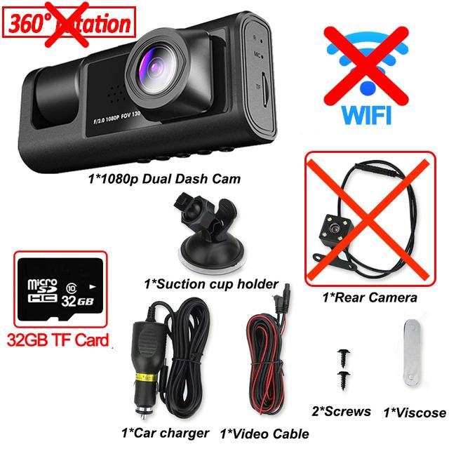 Автомобильный видеорегистратор 3-канальный WIFI 1080P видеорегистратор для автомобилей камера 3 объектива 2-дюймовый видеорегистратор камера заднего вида для автомобиля автомобильные аксессуары