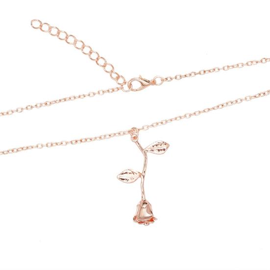 Женский кулон в виде листьев розы, длинная цепочка, ожерелье, вечерние ювелирные изделия, подарок