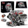 Mould King 10219 MOC Technik F 488 (V8) 8-Cylinder In-Line Gasoline Engine Cylinder Kit, 3.9 Liter Twin-Turbo V8 Engine, Includes Clamp Cylinder Kit,
