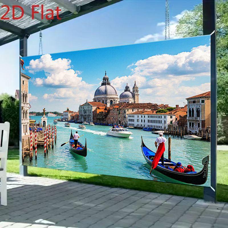 2D flat design 1 piece showcases the charming canal scenery of Venice suitable for weddings parties and other occasions