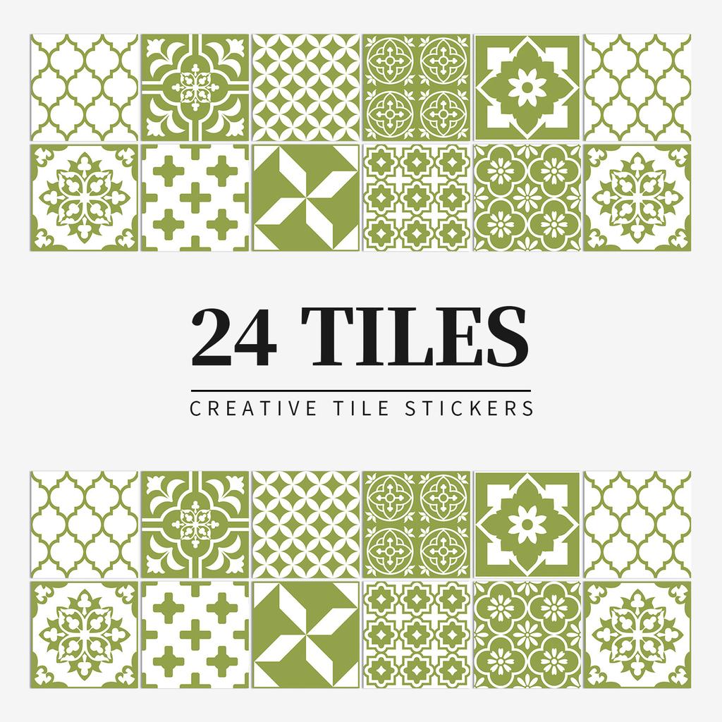 24 шт. Ретро наклейки на стену с мандалой, кухонные самоклеящиеся водостойкие наклейки на плитку, декор для ванной комнаты, марокканская наклейка из ПВХ