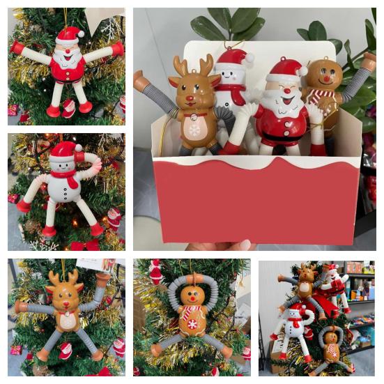 Рождественские Поп-трубки для наполнения чулка для малышей, детей, телескопические присоски, игрушка Санта-Клаус/Олень, фиджет-трубки, сенсорная игрушка для девочек и мальчиков