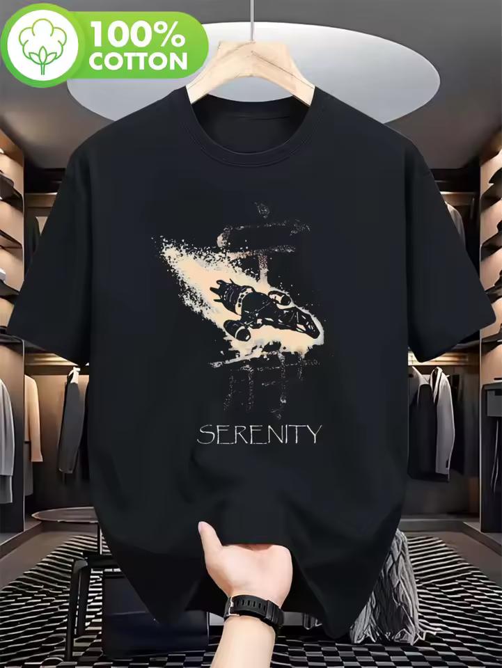 Men's Firefly TV Series Themed T shirt - Retro Serenity Spaceship and Crew Graphic T shirt Loose Fit Casual Shirt