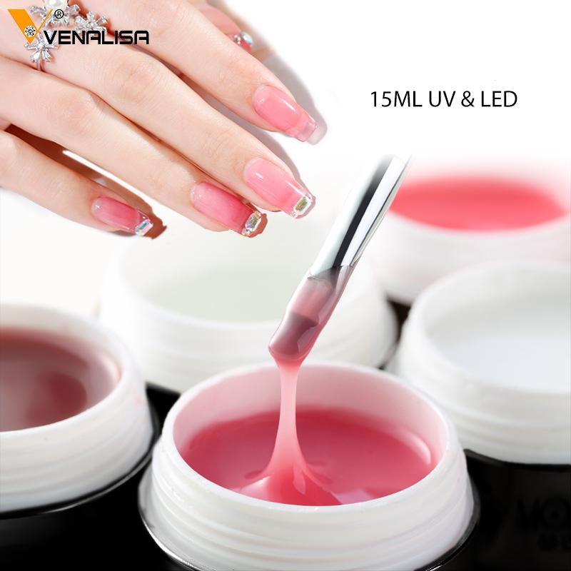 Venalisa Гель-лак для ногтей 15 мл, отмачиваемый УФ-светодиодный гель для наращивания ногтей, липкая дрель для французского фона, усиление дизайна ногтей, 12 цветов