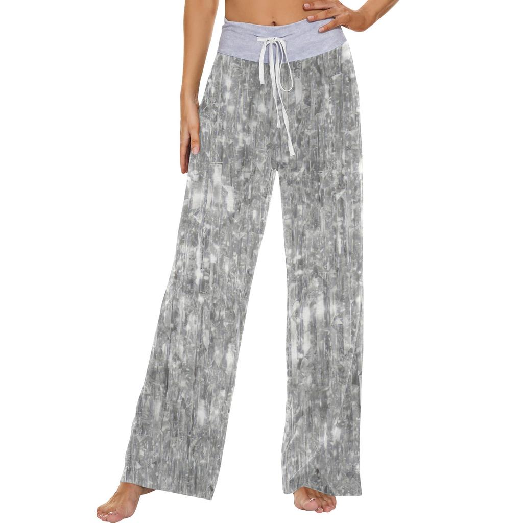 Женские модные повседневные удобные пижамные брюки с принтом и широкими штанинами на шнурке