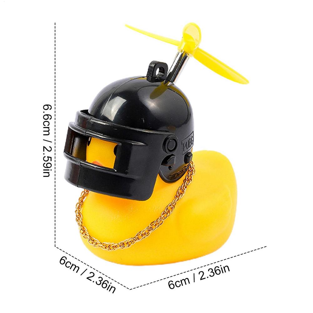 Rubber Broken Wind Duck Toy Motorcycle Car Ornaments Yellow Duck Car Dashboard Decoration with Cool Glasses Propeller Helmet