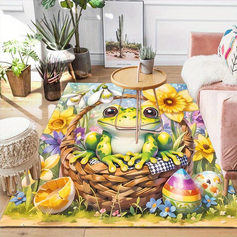 1pc Cute little frog Print, Design Indoor Area Rug, Soft, Anti-Slip, and Durable Gaming Room Decor for Bedroom, Living Room, and Exercise Ru