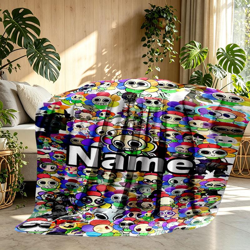 Custom Name Personalized Dandy's World Print Blanket, Home Decor, Bedroom, Sofa, Camping, Couch, Gifts for Birthday Christmas