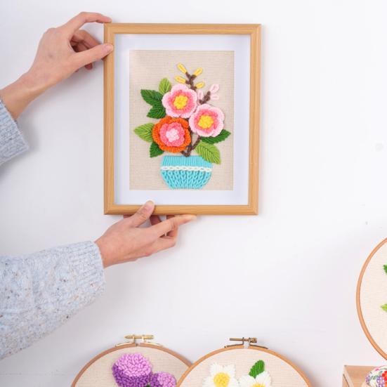 Набор для вышивания своими руками Ткань для вышивки Шерсть Пряжа Игла Пяльцы Набор Цветочный узор