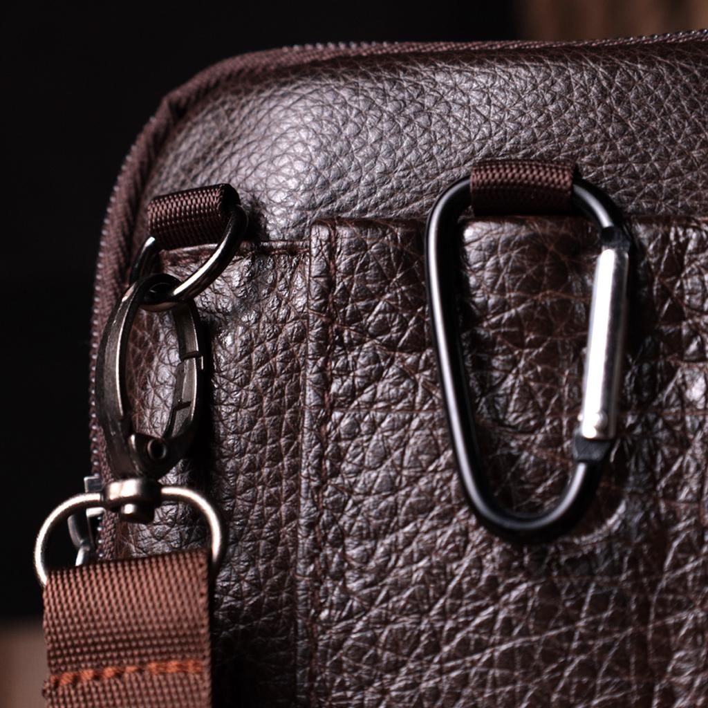Компактная мужская сумка на пояс из натуральной кожи Vintage Bag 22141 Коричневый