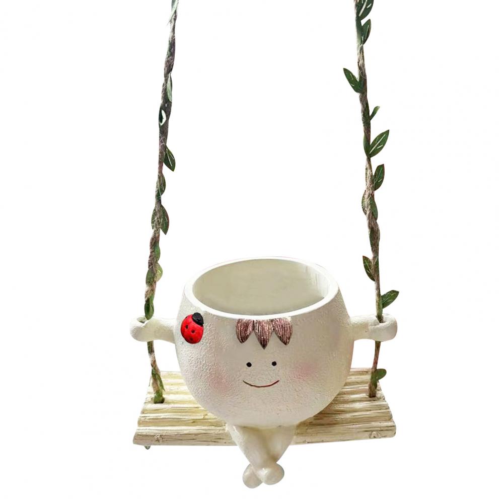 Качающийся цветочный горшок, подвесной кашпо из смолы, качели, горшок для цветов, уникальная подвесная голова цветка из смолы для дома для мамы