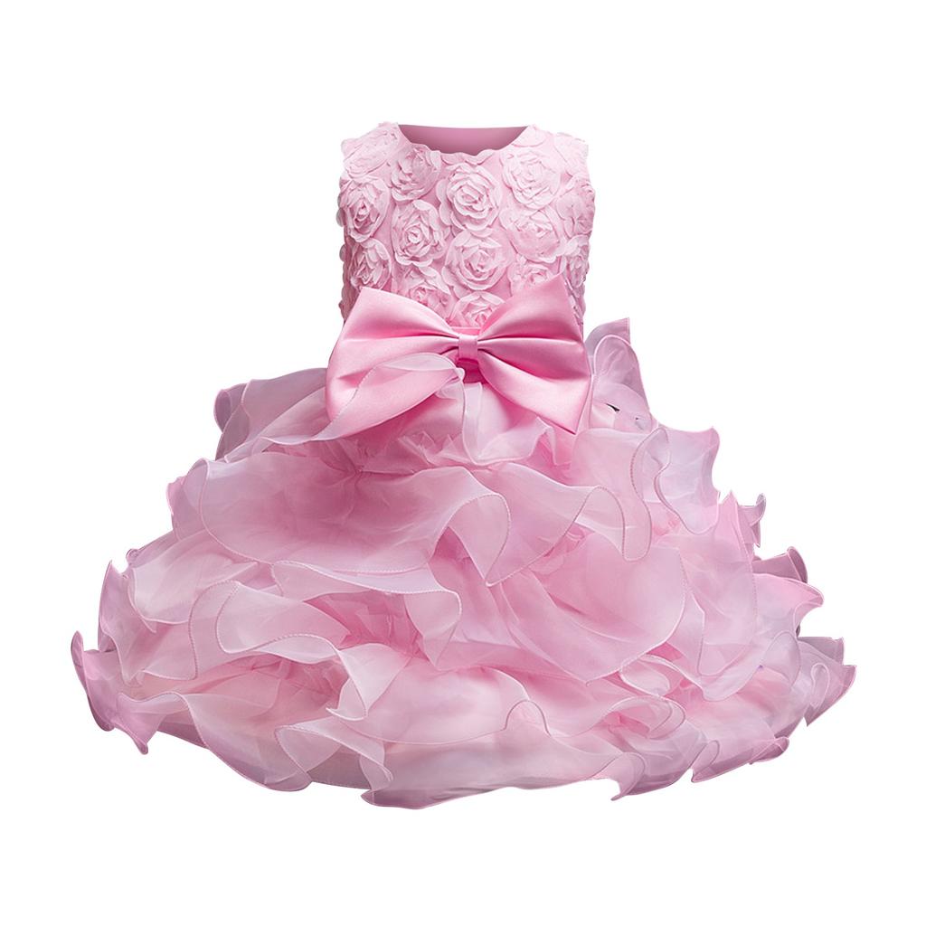 Детское платье Платье принцессы с бантом Однотонное платье для торта с блестками