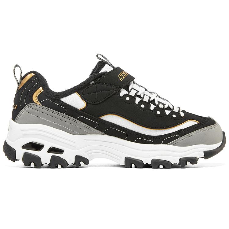 Skechers Синтетическая кожа Отличный Панда Ретро Универсальные Удобные Липучка Плюшевые Амортизирующие Износостойкие Низкие Повседневные Ботинки 302539L-BKGD