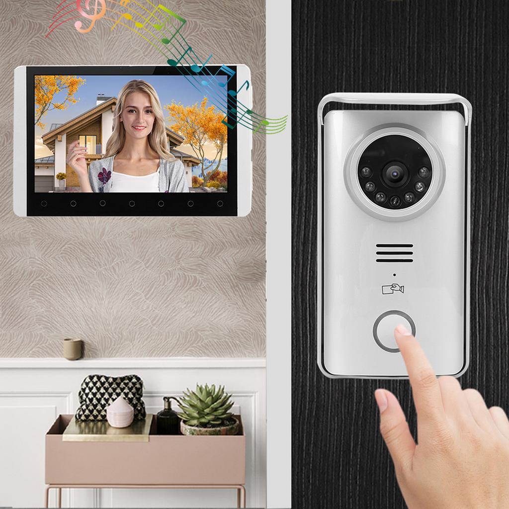 2.4G Wireless Video Intercom 7in TFT LCD Doorbell Swipes Card Night Vision Visual Doorphone with 3
