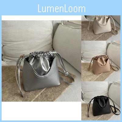 Стильная зимняя сумка-ведро для женщин в черном, белом, хаки, серебристом и коричневом цветах