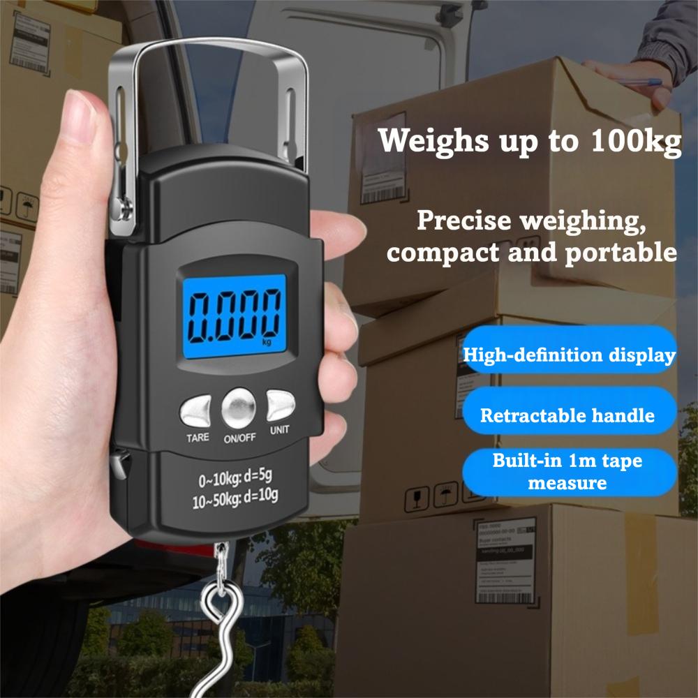LCD Display Portable Hand Scale 50kg Capacity Digital Hanging Scale Airline Use