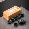 Ceramic Jun Kiln Kiln Kung Fu Tea Set Set One Pot Six Cups Business Small Gift Suitable for Souvenirs