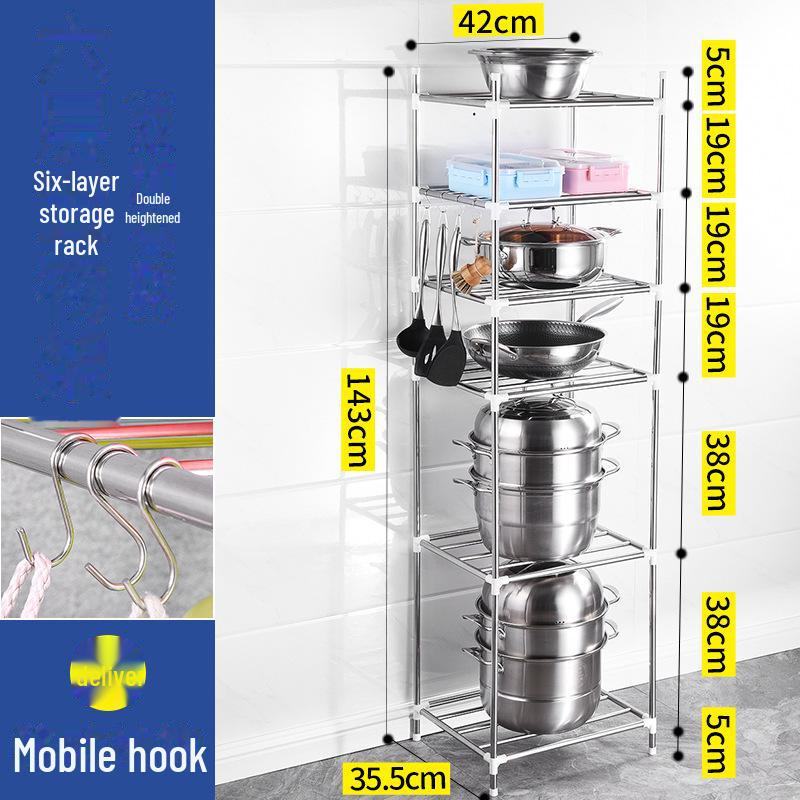 Многоуровневая напольная подставка для кастрюль и раковин из нержавеющей стали — простая установка