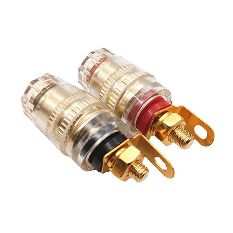 M4 Позолоченная розетка из чистой меди, клеммы усилителя, клеммы, прозрачный корпус, устойчивые к окислению, латунные клеммные заглушки