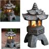 Solar Lights Zen Stone Pagoda Decorative Ornaments Garden Resin Sculpture Buddha Furniture Outdoor Lights For Balcony, Garden, Courtyard, Garden Deco