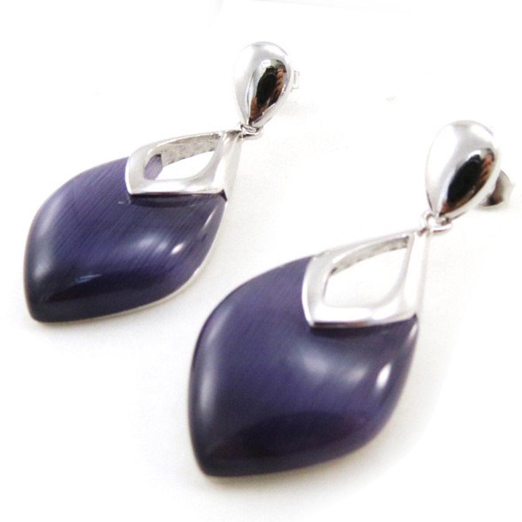 Les Trésors De Lily [J0178] - Серебряные серьги «Рут» с аметистом «кошачий глаз»