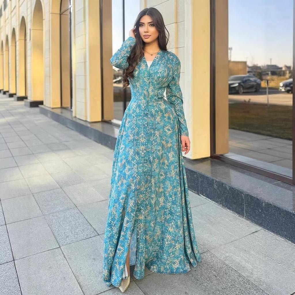 Женская весенняя новая модная рубашка-платье с длинным рукавом, маятником, однобортная, для арабских женщин Ближнего Востока