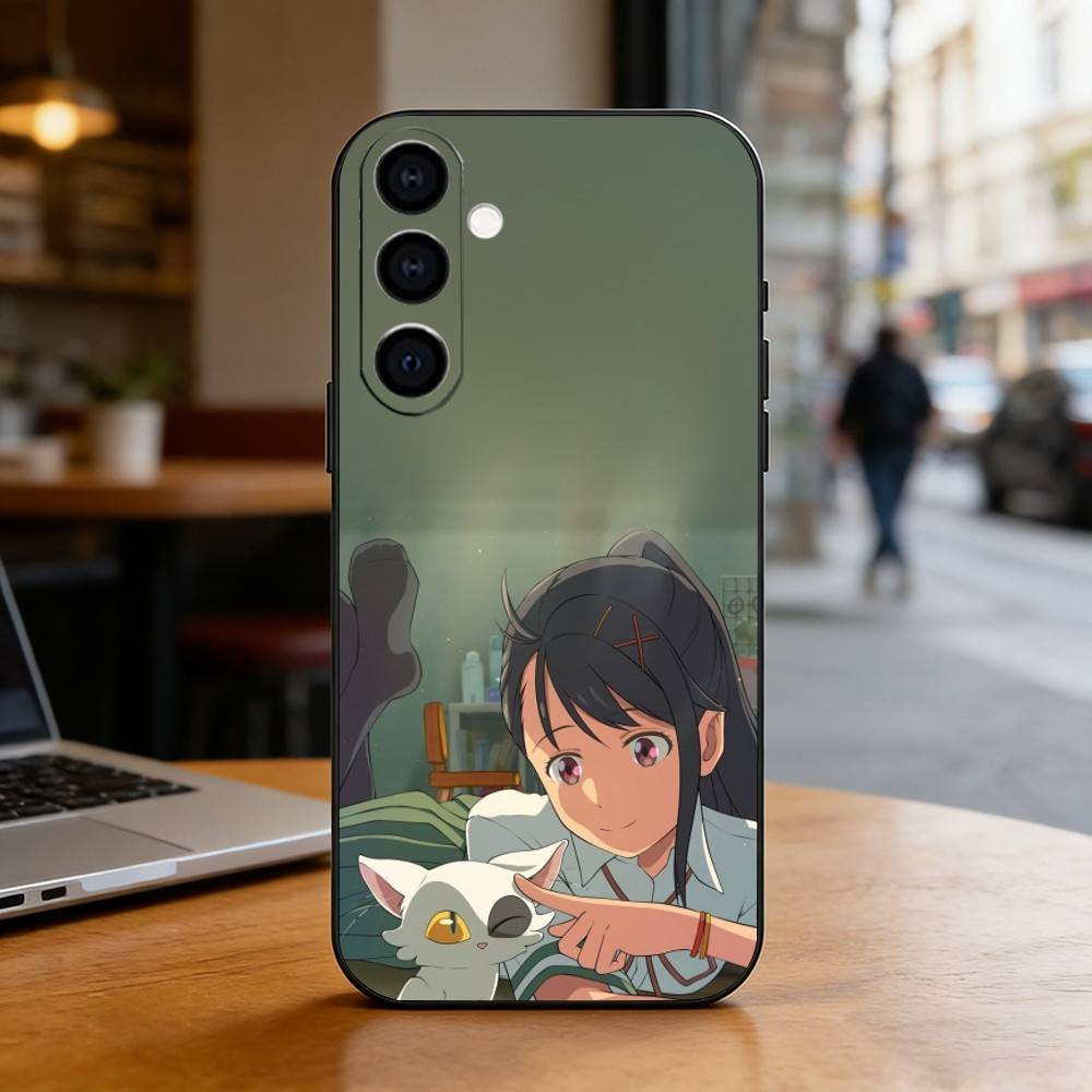 Suzume Iwato Suzume Phone Case For Samsung Galaxy A73,A72,A71,A70,A53,A52,A51,Soft Silicone Black Cover